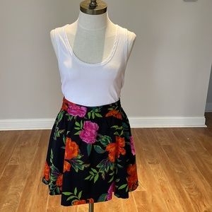 Express skirt black floral skater short skirt size 2